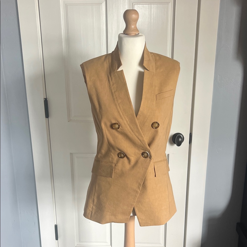 Veronica Beard Women's Tan Double-Breasted Vest